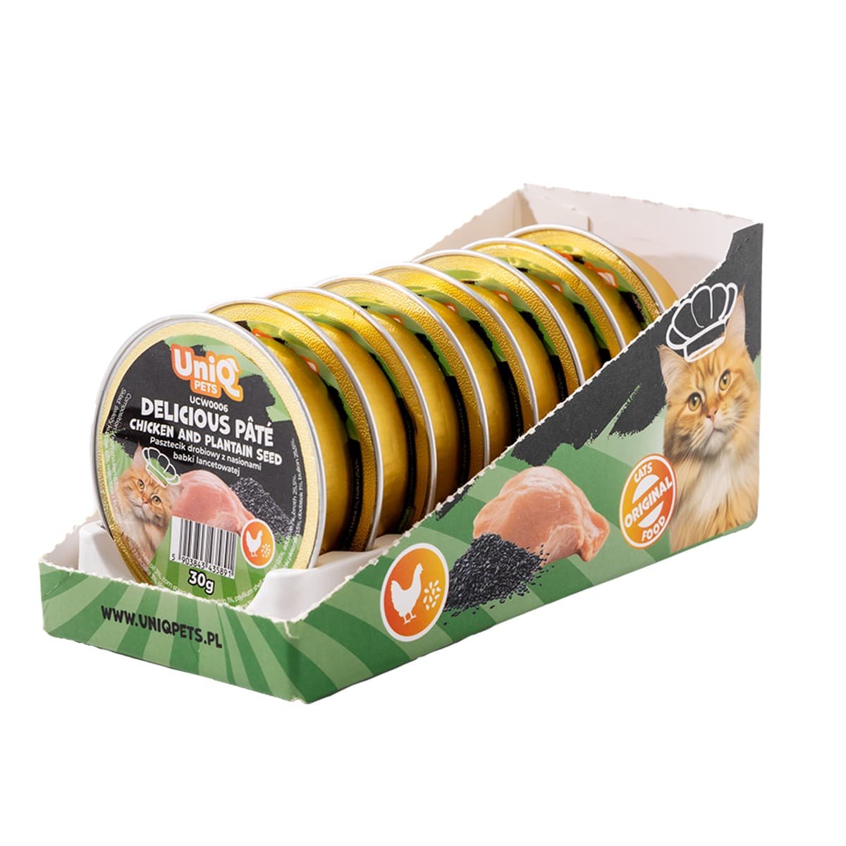 6147 4 Uniq Delicious Pate 30gr για Γάτες με Κοτόπουλο και Ψύλλιο σε Τασάκι 8τμχ - Image 4