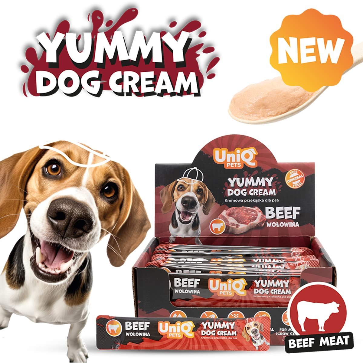 6155-1 Uniq Yummy Dog Cream 15gr για Σκύλους με Μοσχάρι 50τμχ