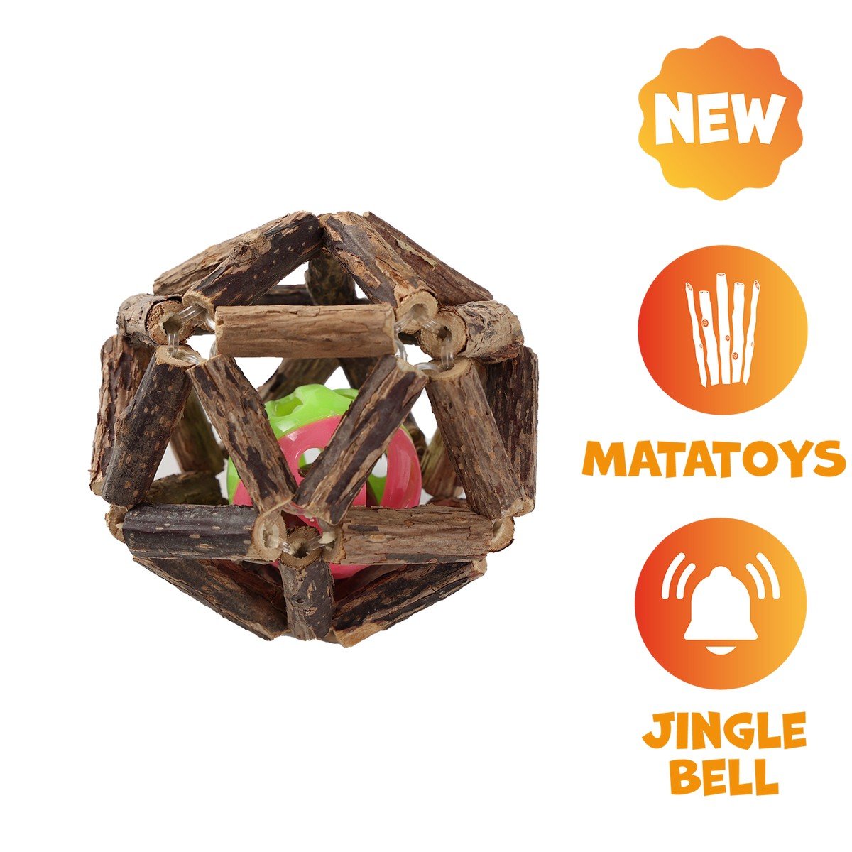 6226-5 Uniq Παιχνίδι Γάτας Matatoys Matatabi Γεωμετρικό με Μπαλάκι και Κουδουνάκι 7cm
