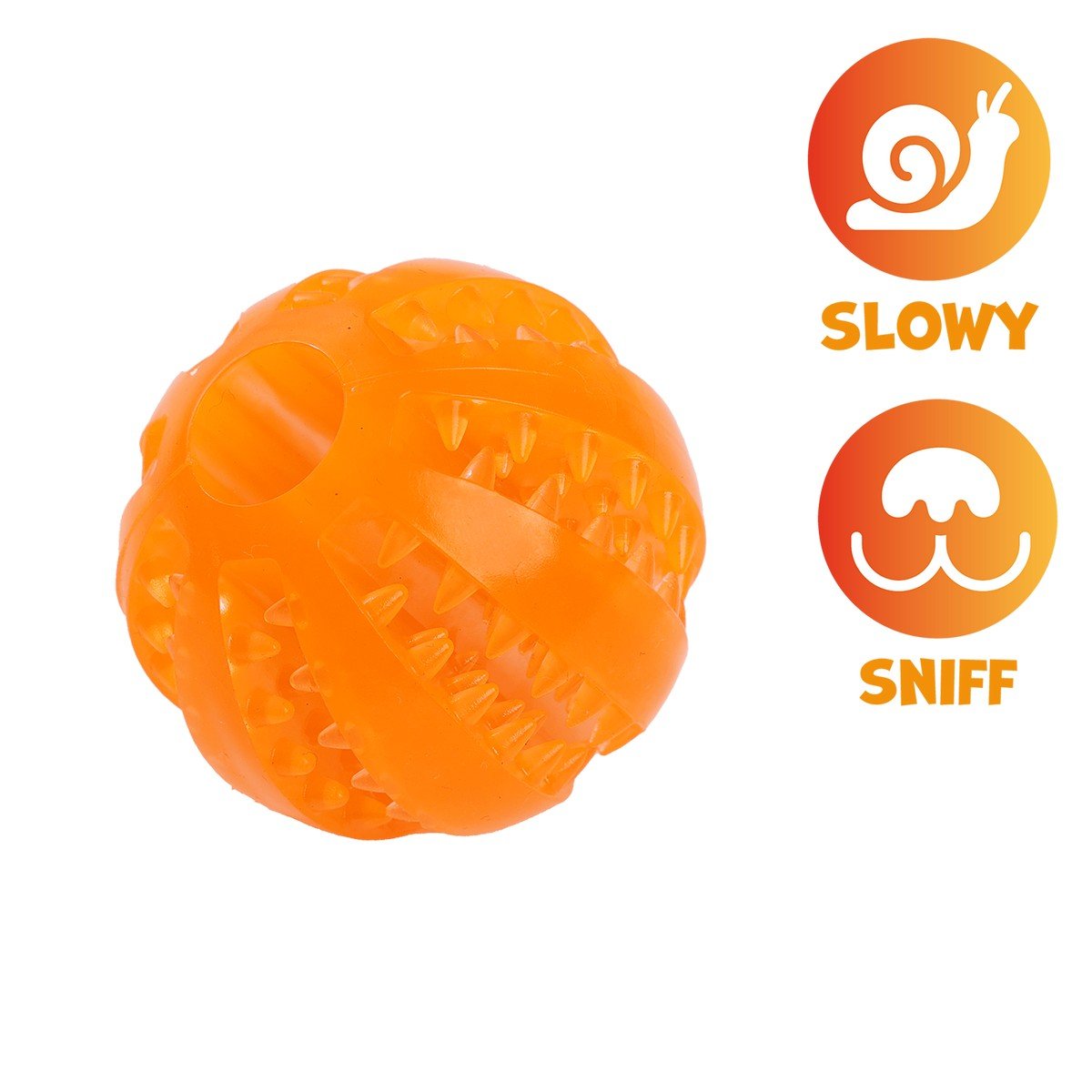 6274-5 Uniq Slowy 6cm Μπάλα Οδοντικής Φροντίδας από TPR με Άρωμα Μέντας και Υποδοχή για Λιχουδιές Πορτοκαλί