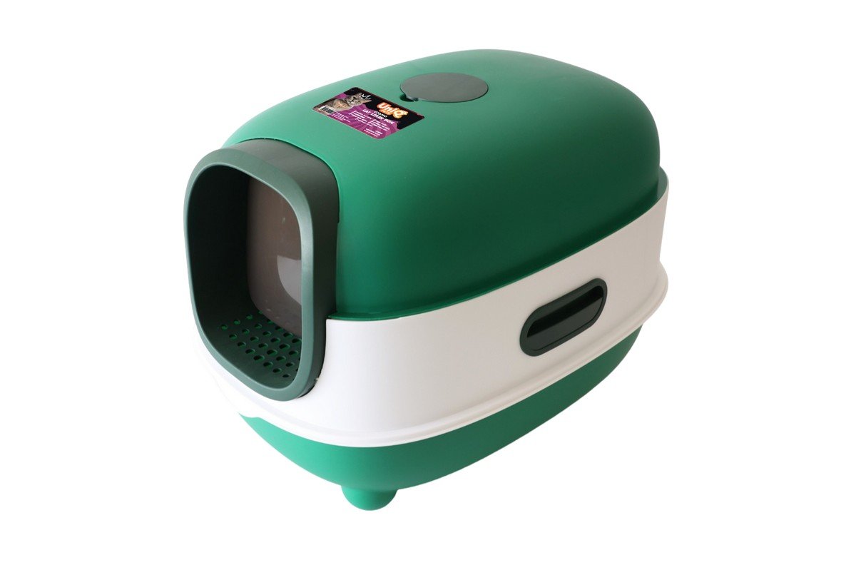 6283-5 Uniq Kittycabin Cosmo Κλειστή Τουαλέτα Γάτας με Φτυαράκι Πράσινη 56x39x40cm