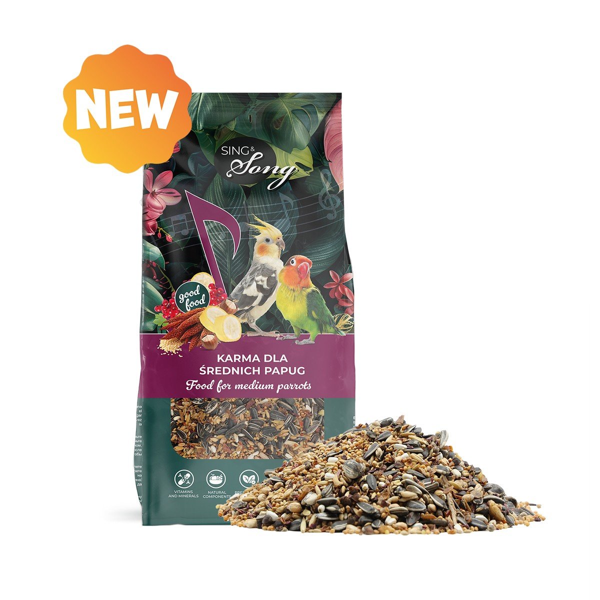 6299 5 Sing & Song Wildwings 500gr Πλήρης Τροφή για Μεσαίου Μεγέθους Παπαγάλους - Image 4