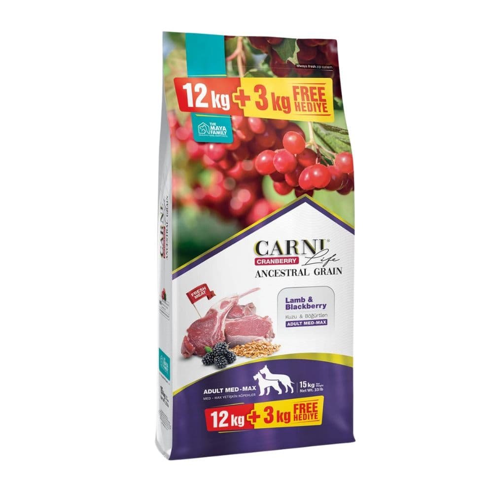 70 Maya Family Carni Life Cranberry 12kg + 3kg Δώρο ξηρά τροφή για ενήλικους σκύλους με αρνί και μύρτιλο