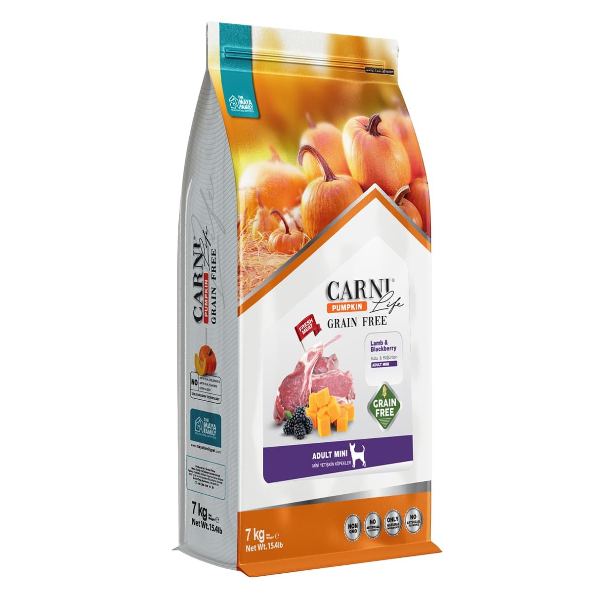 98 Maya Family Carni Life Pumpkin Grain Free 7kg Ξηρά Τροφή Για Ενήλικους Σκύλους Μίνι με Αρνί και Μύρτιλο