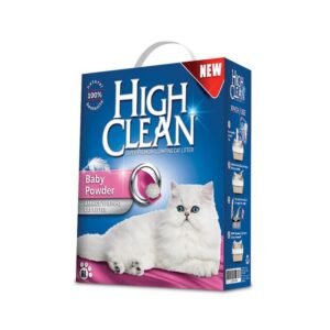 high clean baby powder 6l Άμμος Γάτας από λευκό μπετονίτη με άρωμα πούδρας