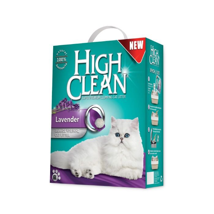 high clean levander Άμμος γάτας με λευκό μπετονίτη και άρωμα λεβάντας 10lt high clean levander Άμμος γάτας με λευκό μπετονίτη και άρωμα λεβάντας 10lt
