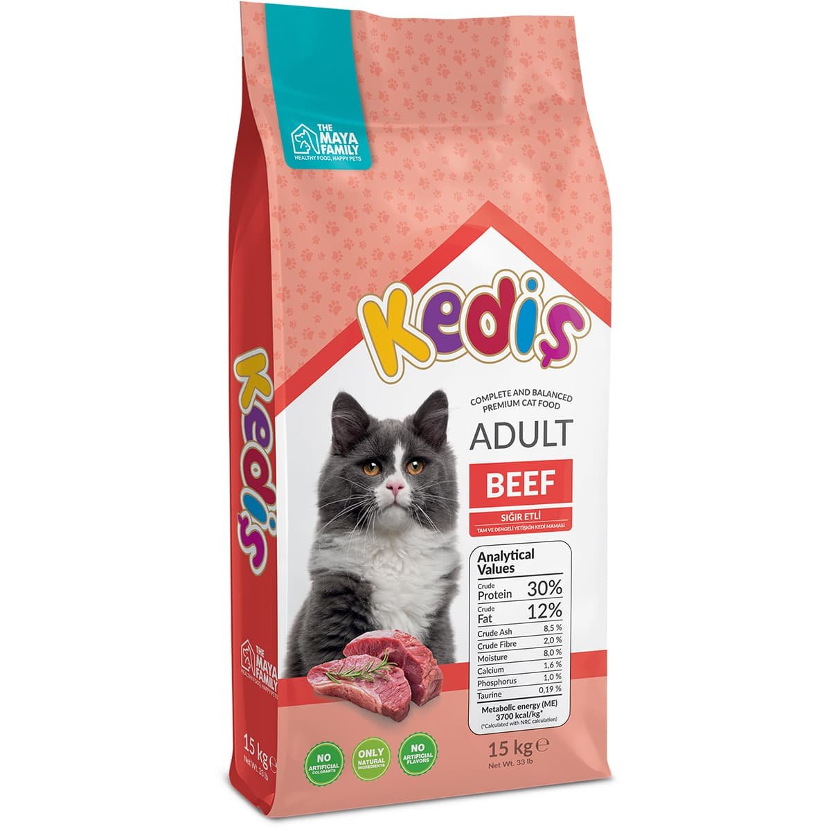 Kedis_15kg_AdultCat_Beef 1 Maya Family Kedis 15kg ξηρά τροφή για ενήλικες γάτες με Μοσχάρι - Image 3
