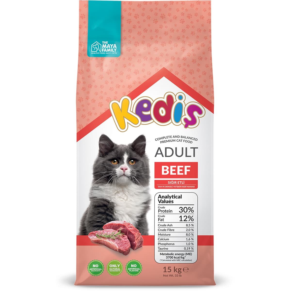 Kedis_15kg_AdultCat_Beef-2 Maya Family Kedis 15kg ξηρά τροφή για ενήλικες γάτες με Μοσχάρι