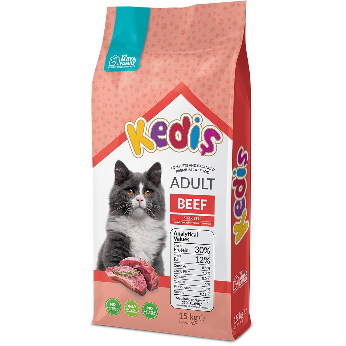 Kedis_15kg_AdultCat_Beef 3 Maya Family Kedis 15kg ξηρά τροφή για ενήλικες γάτες με Μοσχάρι - Image 2