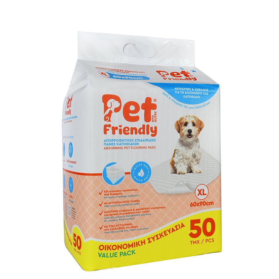 PET FRIENDLY Επιδαπέδιες Πάνες κατοικίδιων 60×90 – ΜΕΓΕΘΟΣ XL Economy Pack Πακέτο 50 τεμαχίων PET FRIENDLY Επιδαπέδιες Πάνες κατοικίδιων 60×90 – ΜΕΓΕΘΟΣ XL Economy Pack Πακέτο 50 τεμαχίων