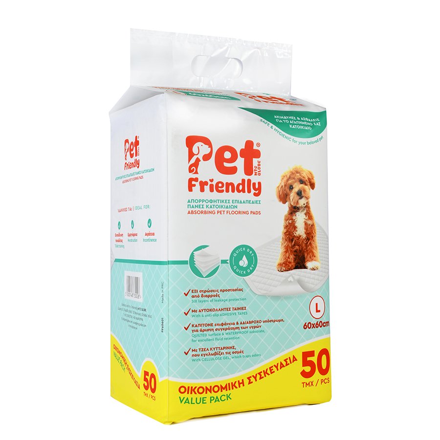 Pet Friendly Επιδαπέδιες Πάνες Κατοικίδιων 60×60 – ΜΕΓΕΘΟΣ L Economy Pack Πακέτο 50 τεμαχίων Pet Friendly Επιδαπέδιες Πάνες Κατοικίδιων 60×60 – ΜΕΓΕΘΟΣ L Economy Pack Πακέτο 50 τεμαχίων