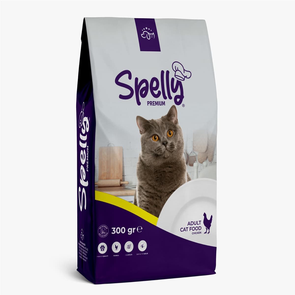 Spelly-Adult-Cat-Food-Chicken-0.3Kg Spelly Premium Ξηρά Τροφή για Ενήλικες Γάτες με Κοτόπουλο 300gr