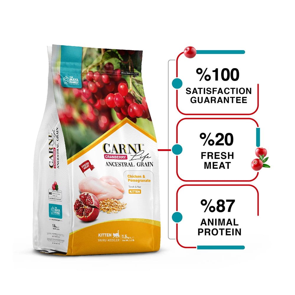 maya family carni life cranberry 1 5kg xira trofi gia gatakia me kotopoulo kai rodi pcl015002 1 Maya Family Carni Life Cranberry 1.5kg ξηρά τροφή για γατάκια με κοτόπουλο και ρόδι - Image 3