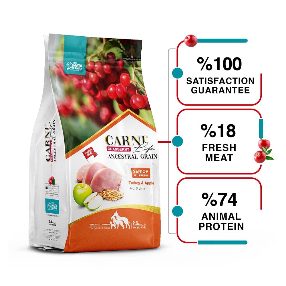 maya family carni life cranberry 12kg xira trofi gia senior skilous me galopoila kai milo pcl120012 2 Maya Family Carni Life Cranberry 12kg ξηρά τροφή για senior σκύλους με γαλοπούλα και μήλο - Image 3