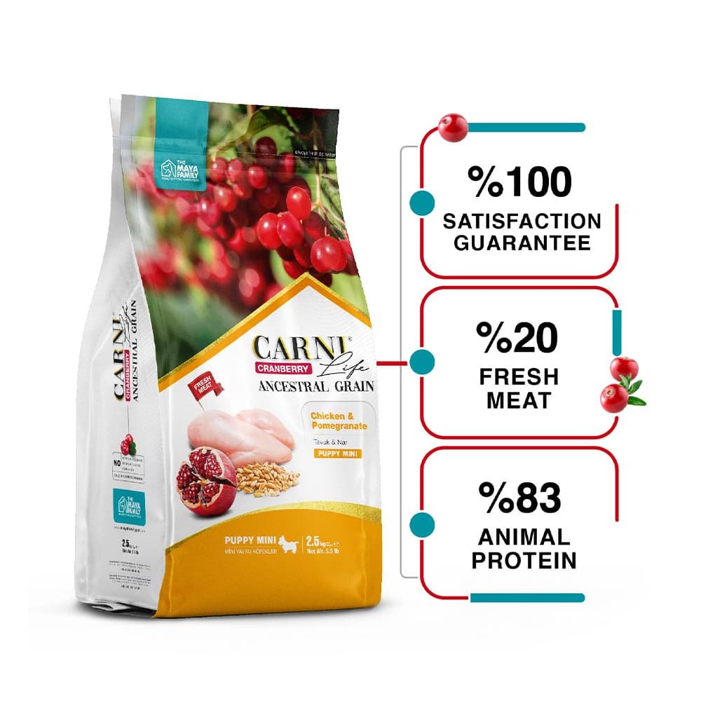 maya family carni life cranberry 2 5kg xira trofi gia mikrosoma koutabia me kotopoulo kai rodi pcl025001 1 Maya Family Carni Life Cranberry 2,5kg ξηρά τροφή για μικρόσωμα κουτάβια με κοτόπουλο και ρόδι - Image 2