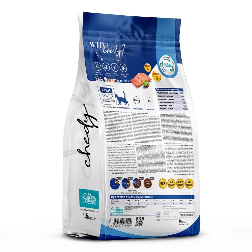 maya family chedy 1 5kg xira trofi gia enilikes gates me psari pch015003 1 Maya Family Chedy 1.5kg ξηρά τροφή για ενήλικες γάτες με ψάρι - Image 2