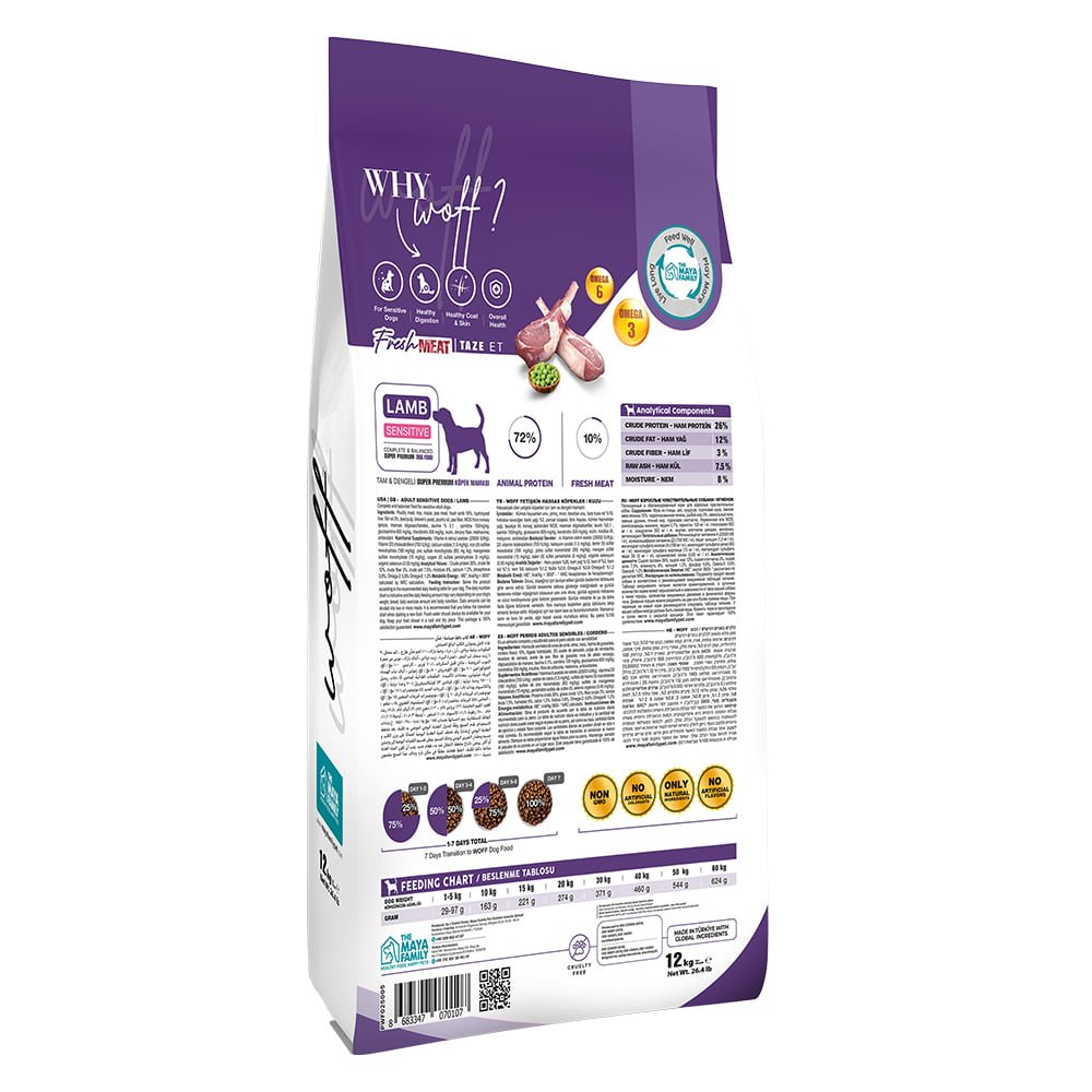 maya family woff 12kg xira trofi gia euaisthitous skilous me arni pw120005 1 Maya Family Woff 2.5kg ξηρά τροφή για ευαίσθητους σκύλους με αρνί - Image 2