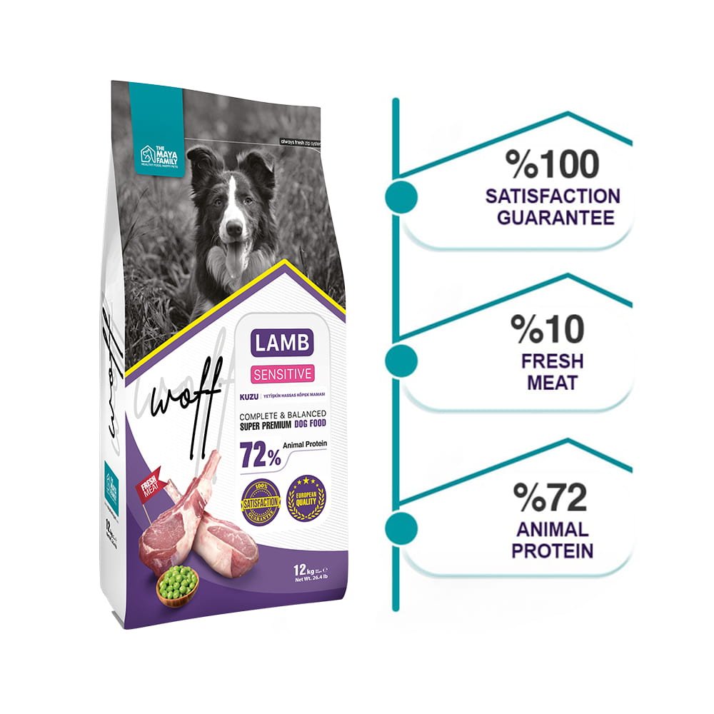 maya family woff 12kg xira trofi gia euaisthitous skilous me arni pw120005 2 Maya Family Woff 2.5kg ξηρά τροφή για ευαίσθητους σκύλους με αρνί - Image 3
